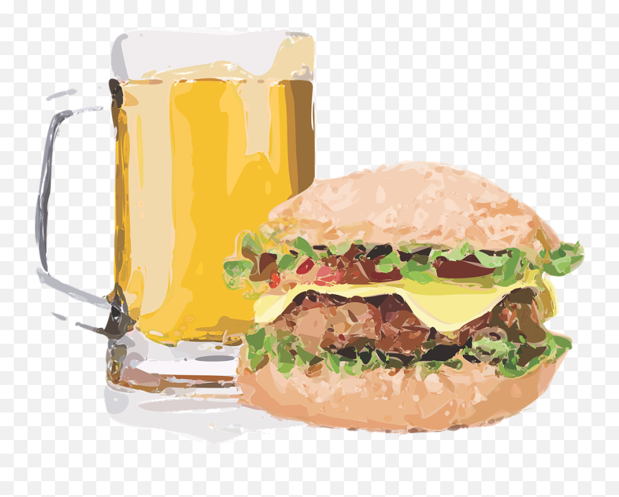 Clipart Food Hamburger Transparent - Burger And Beer Vector Png,Cartoon Burger Png