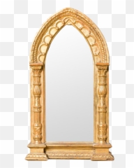 Antique Gothic Gold Frame Wall Mirror - Png