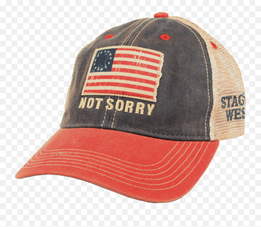 Stages West Not Sorry Flag Trucker Cap Wstages Logo - Navyscarlet Png,American Flag Logo