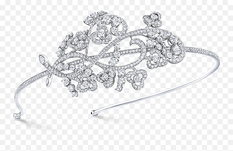 Floral Motif Single Row Hair Band Diamond Graff - Tiara Png,Band Png