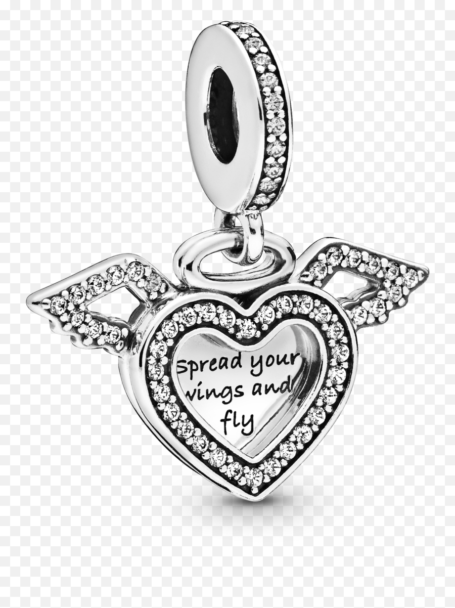 Heart And Angel Wings Dangle Charm Pandora Hk - Spread Your Wings Pandora Png,White Angel Wings Png