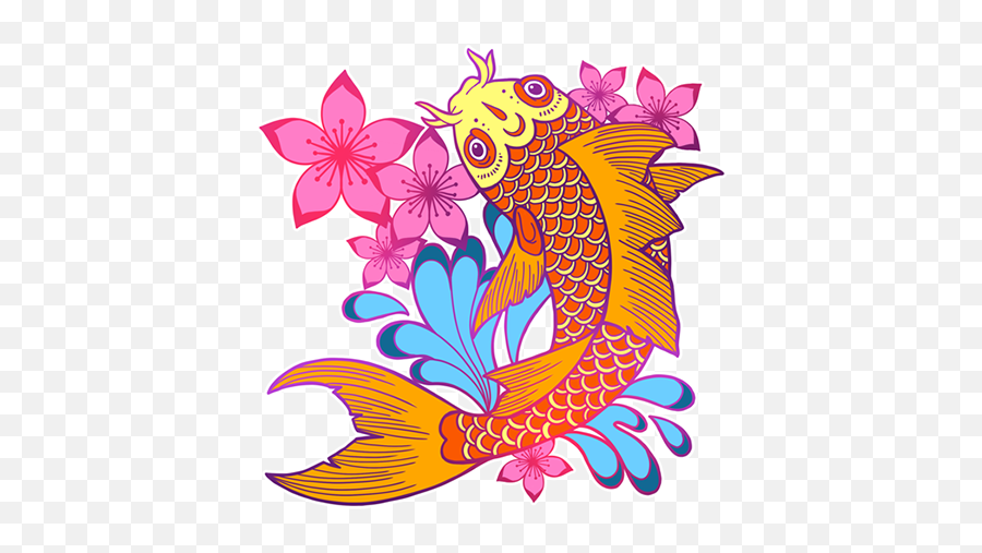 Koi Fish Illustration Fueled By Letters Png