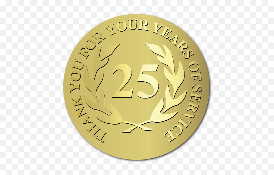 Gold Foil Stamped Embossed Award Labels - 25 Year Service Award Png,Award Png