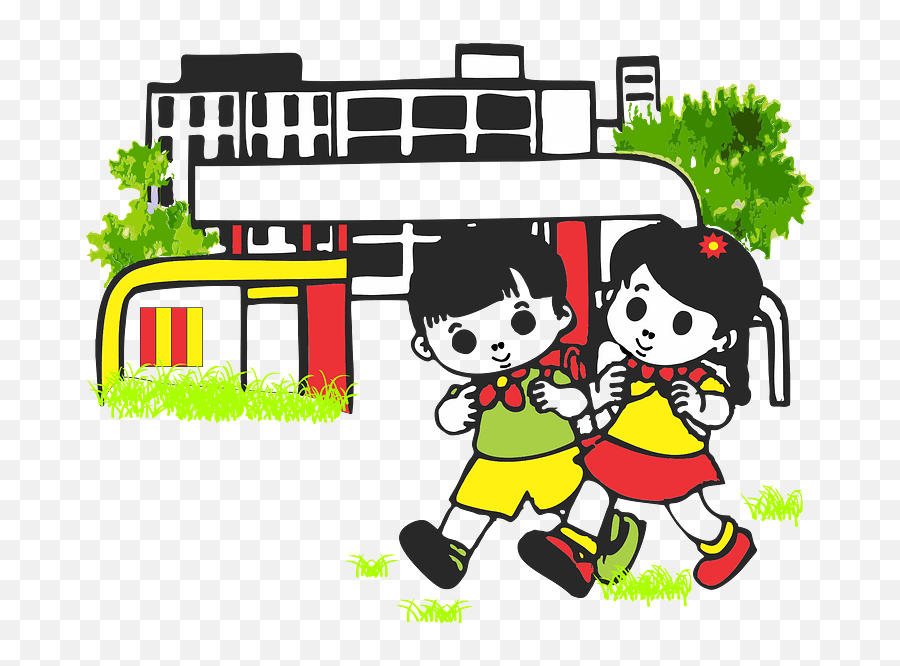 Kids Walking To School Clipart - Clip Art School Gate Png,Kids Walking Png