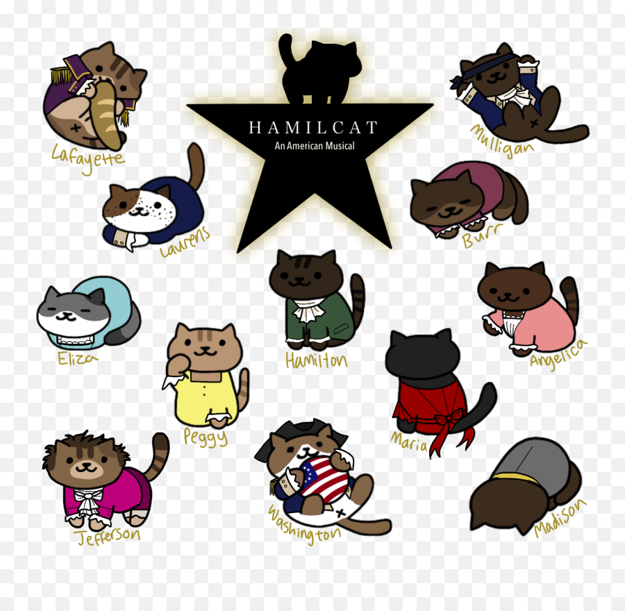 Hamilton Neko Atsume Full Size Png Download Seekpng - Hamilton Characters As Cats,Transparent Neko Atsume