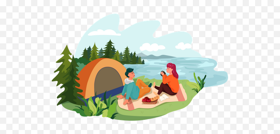 Best Premium Couple Doing Camping - Zelten Am See Clipart Png,Camping Cartoon Icon