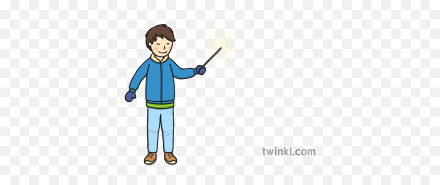 Boy With Sparkler Illustration - Twinkl Cartoon Png,Sparklers Png