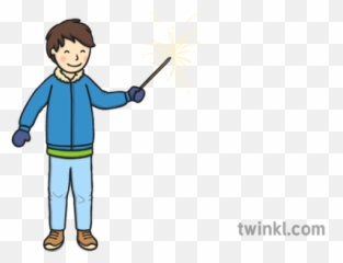 Boy With Sparkler Illustration - Twinkl Cartoon Png,Sparklers Png
