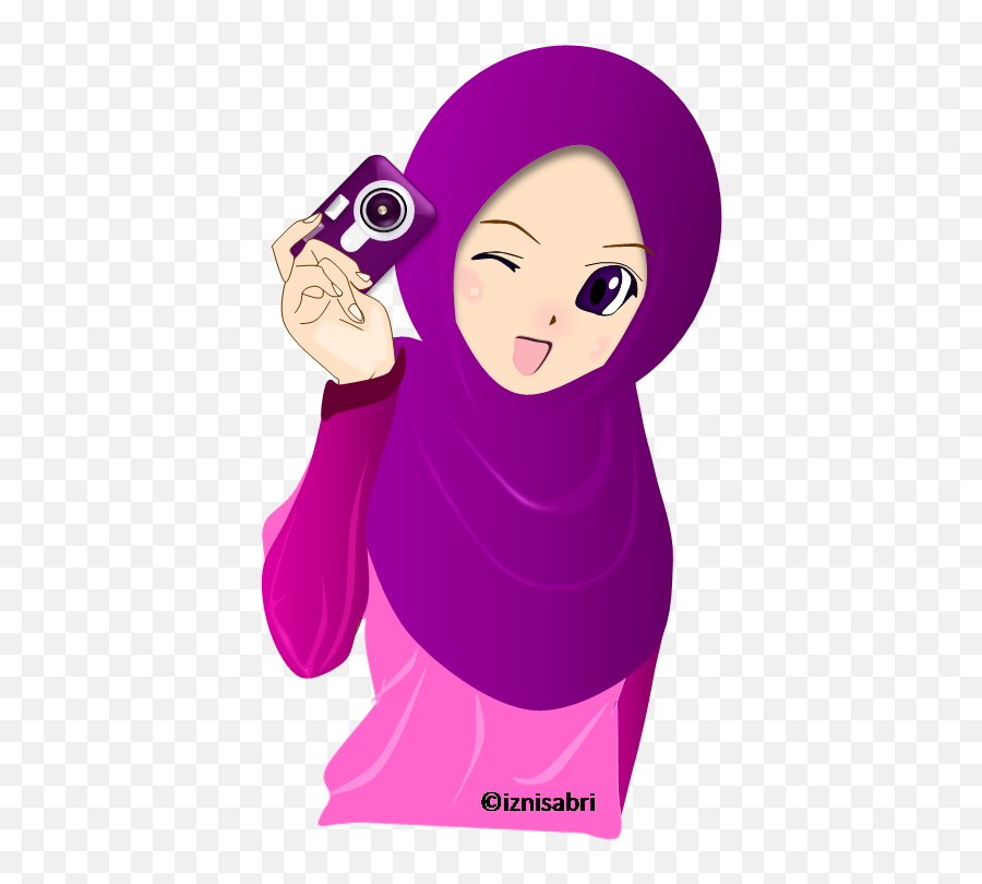 Islam Drawing Head Scarf - Muslim Anime Holding Camera Png,Anime Head Png