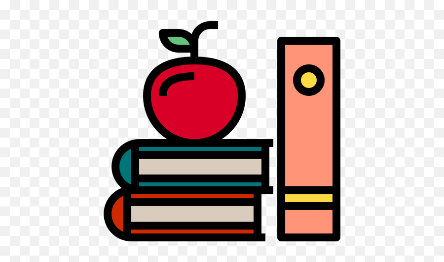 Book And Apple Icon Of Colored Outline Style - Available In Vertical Png,Apple Bookmark Icon