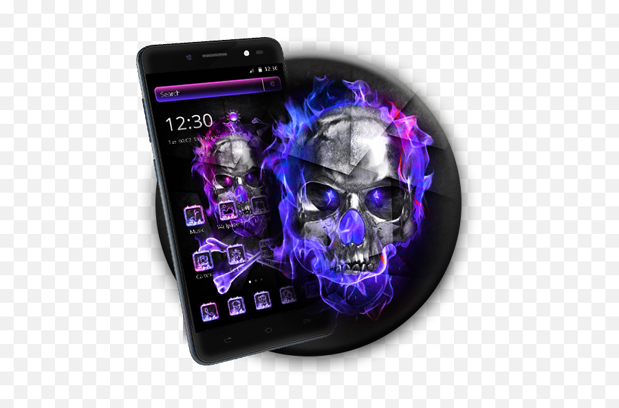 Amazoncom Flaming Violet Skull Theme Apps U0026 Games - Metal Skull On Fire Png,Flaming Star.png Icon