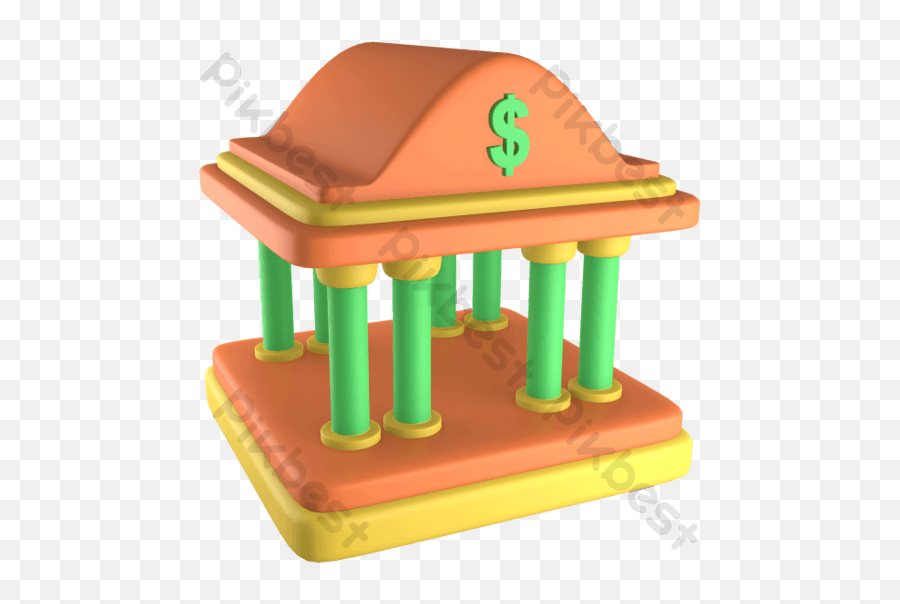 3d Bank Building Icon Illustration Png Images Free - Roman Temple,Free Building Icon