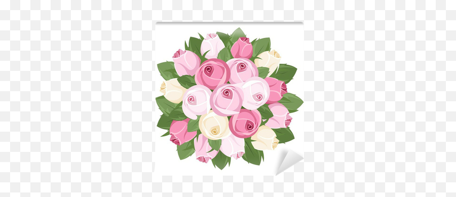 Wall Mural Bouquet Of Pink And White Rose Buds Vector - Illustration Png,White Rose Icon