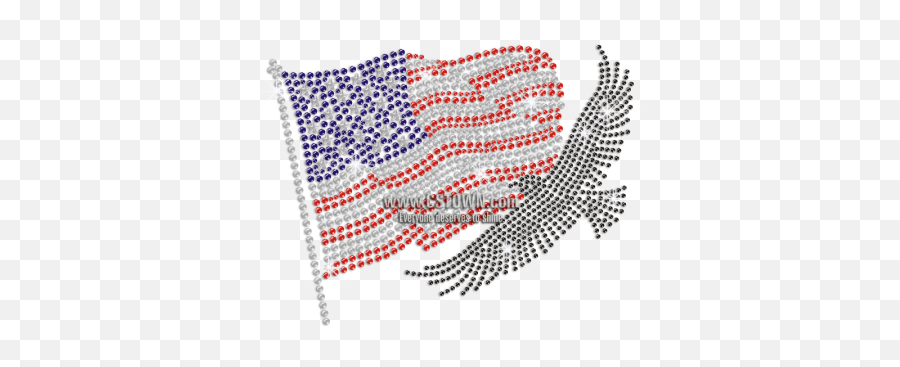 Waving American Flag U0026 Powerful Bald Eagle Hotfix Rhinestone - Stitch Png,American Flag Waving Png