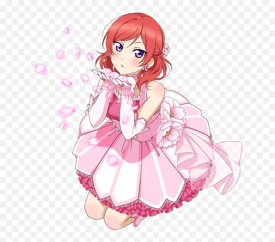 anime girl with red hair and blue eyes  live love school