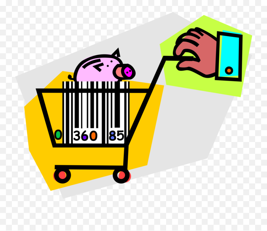 Hand Pushes Shopping Cart With Upc Code - Clip Art Png,Upc Code Png