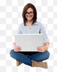 Download Happy Person Png Image With No Background - Girl With Laptop In