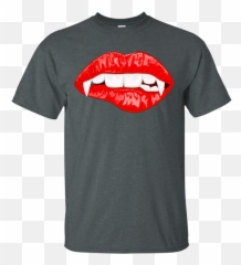 Download Red Female Lips With Vampire Fangs Halloween Horror - Camiseta Mickey Mouse Gucci Png,Vampire Fangs Png