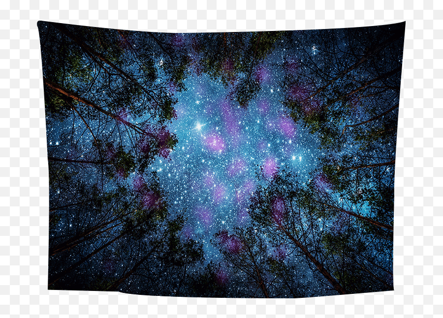 Night Sky Wall Tapestry Home Decorations Hanging Forest - Moon And Stars Wall Painting Png,Night Sky Png