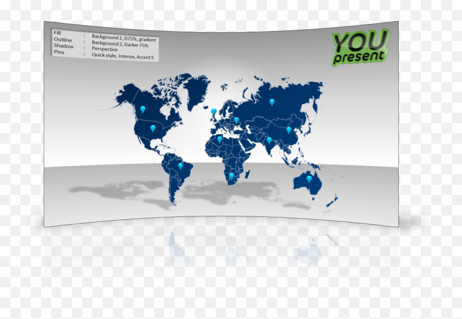 Download World Map Template For Powerpoint By Youpresent - High Resolution World Map Free Download Png,World Map Png Transparent Background