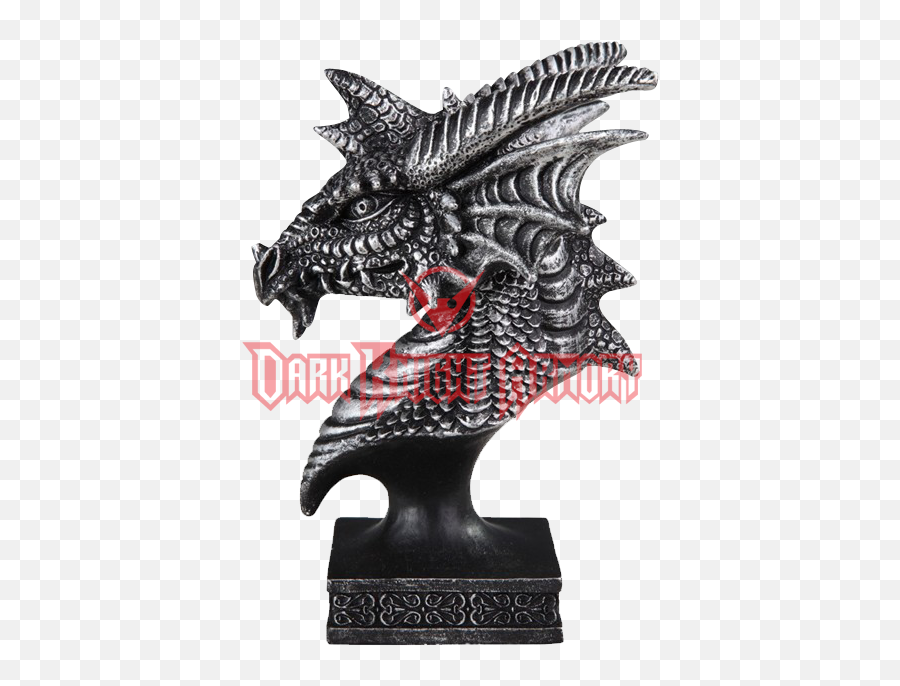 Fantasy Dragon Head Pedestal Statue - Sculpture Png,Dragon Head Png