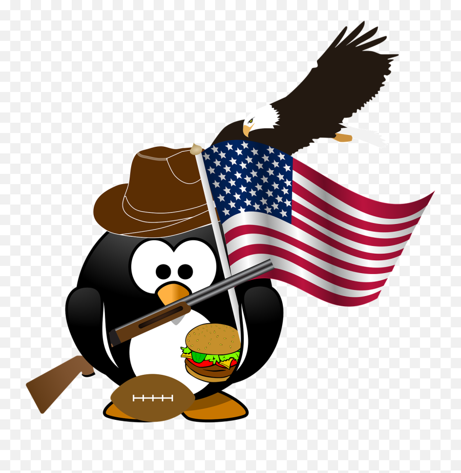 Penguin Flag Eagle - Bald Eagle Clip Art Png,American Flag Eagle Png