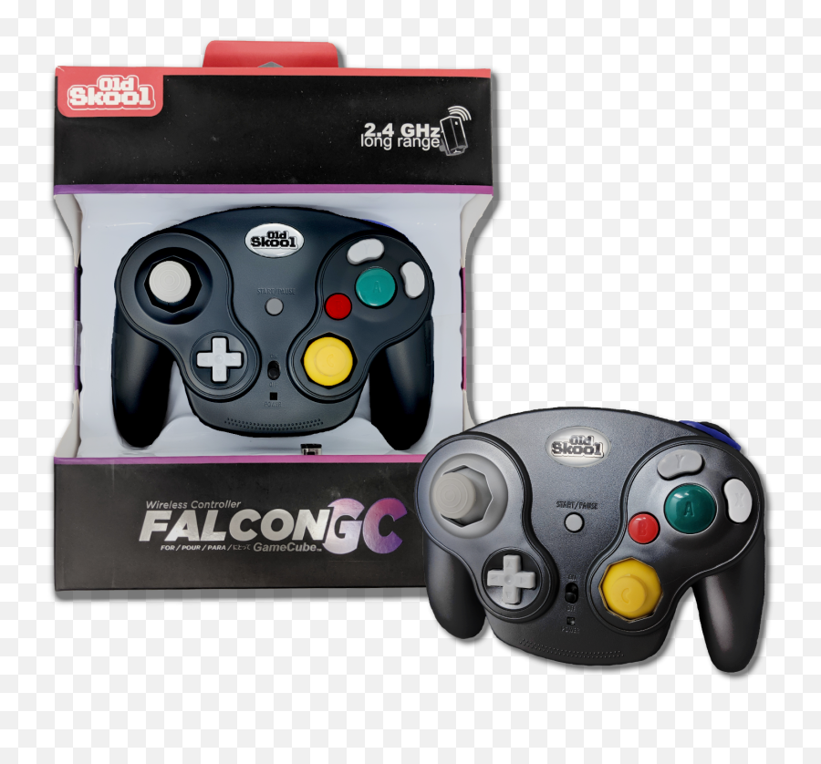 Falcon Wireless Controller For Gamecube - Black Oldskool Nintendo Controllers Old Png,Gamecube Png