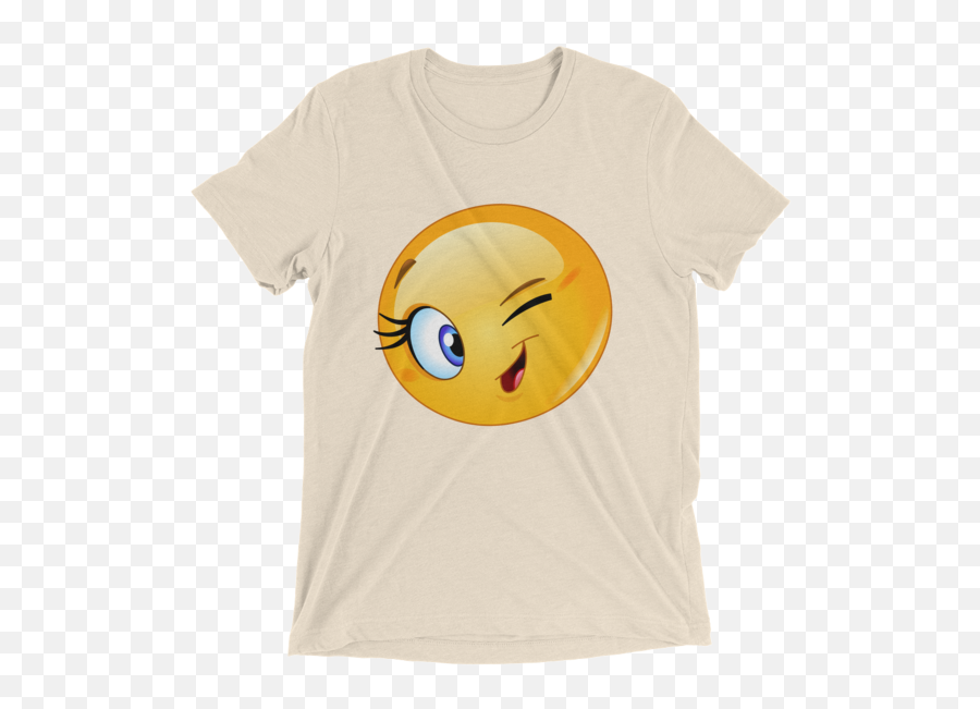 Female Emoji Winking Tshirt Funny Smiley Face Short Sleeve - Smiley Pics For Whatsapp Png,Winking Icon