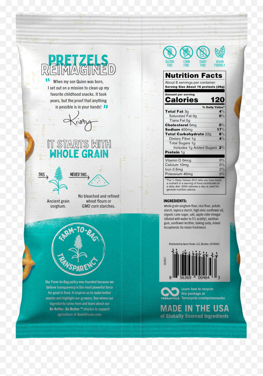 Whole Grain Gluten Free Sea Salt Twists - Quinn Grain Free Original Pretzel Chips Nutrition Facts Png,Sea Salt Icon