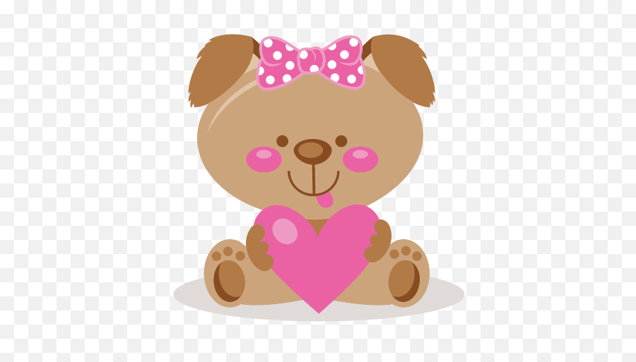 Girl Love Puppy Valentine Clip Art Svg - Cute Valentines Clipart Png,Puppy Clipart Png