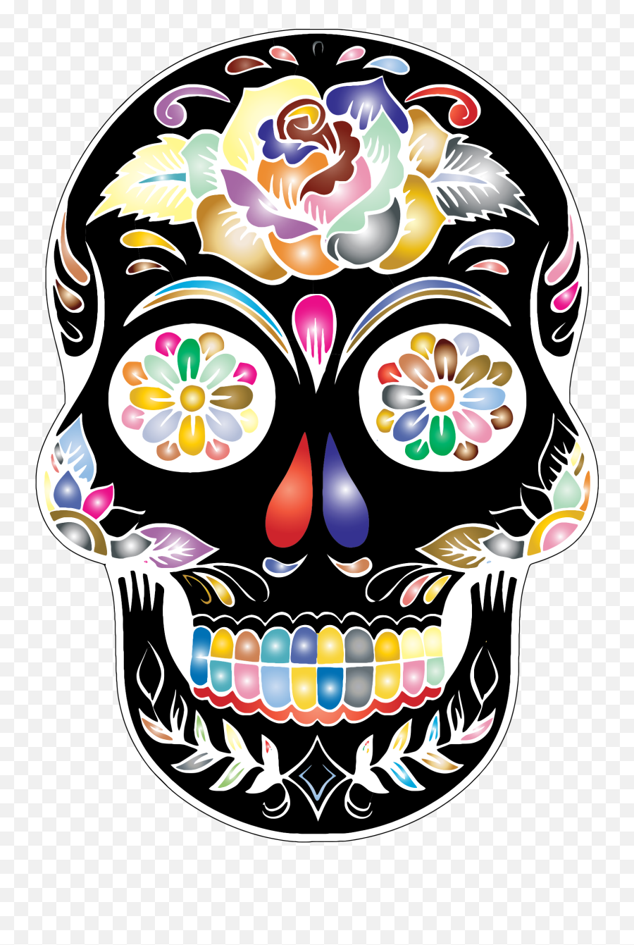 Calavera Skull Day Of The Dead Clip Art - Transparent Background Sugar Skull Png,Calavera Png