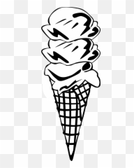 White Clipart Ice Cream Transparent Free - Black And Ice Cream Png Clipart