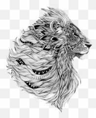 Download Tattoo Lion Flash Sleeve Free Png Hq Image - Abstract Lion Art Black And White,Lion Roar Png