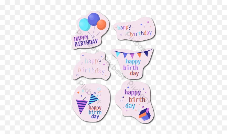 Birthday Background With Sticker Presents And Balloons Png - Party Supply,Birthday Background Png