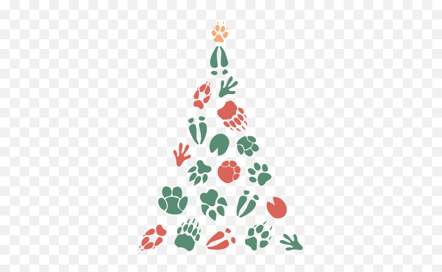 Cute Foot Prints Christmas Tree - Transparent Png U0026 Svg Paw Print,Christmas Tree Outline Png