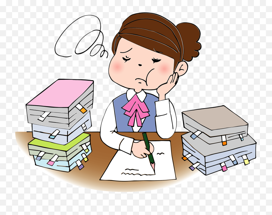 Businesswoman Is Stressed Clipart Free Download Transparent - Pile Of Work Cartoon Png,Stress Transparent