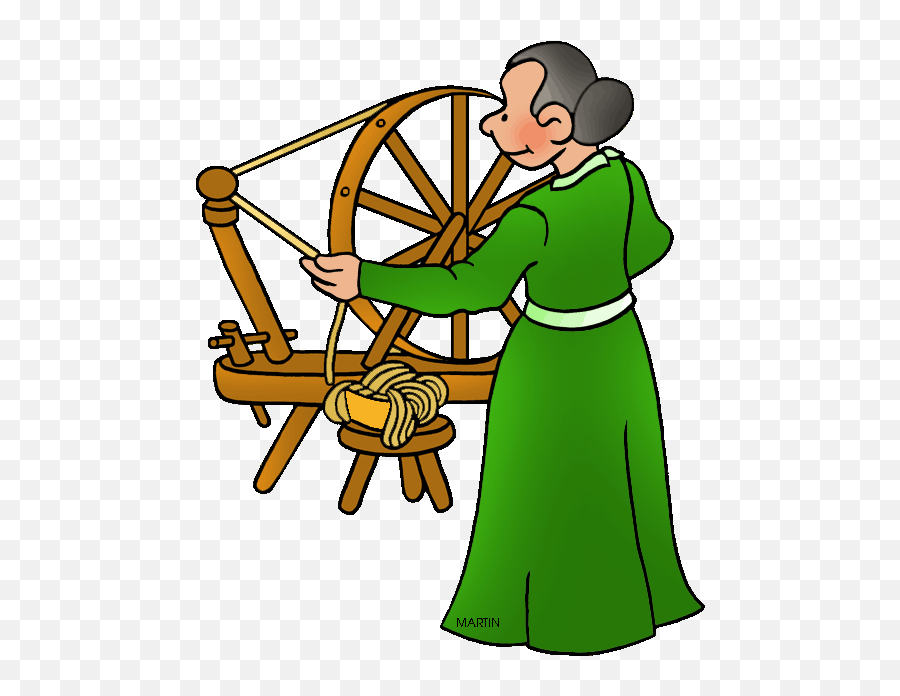 Colonial America Clip Art By Phillip Martin Spinning Wheel - Clipart Spinning Wheel Png,Spinning Icon