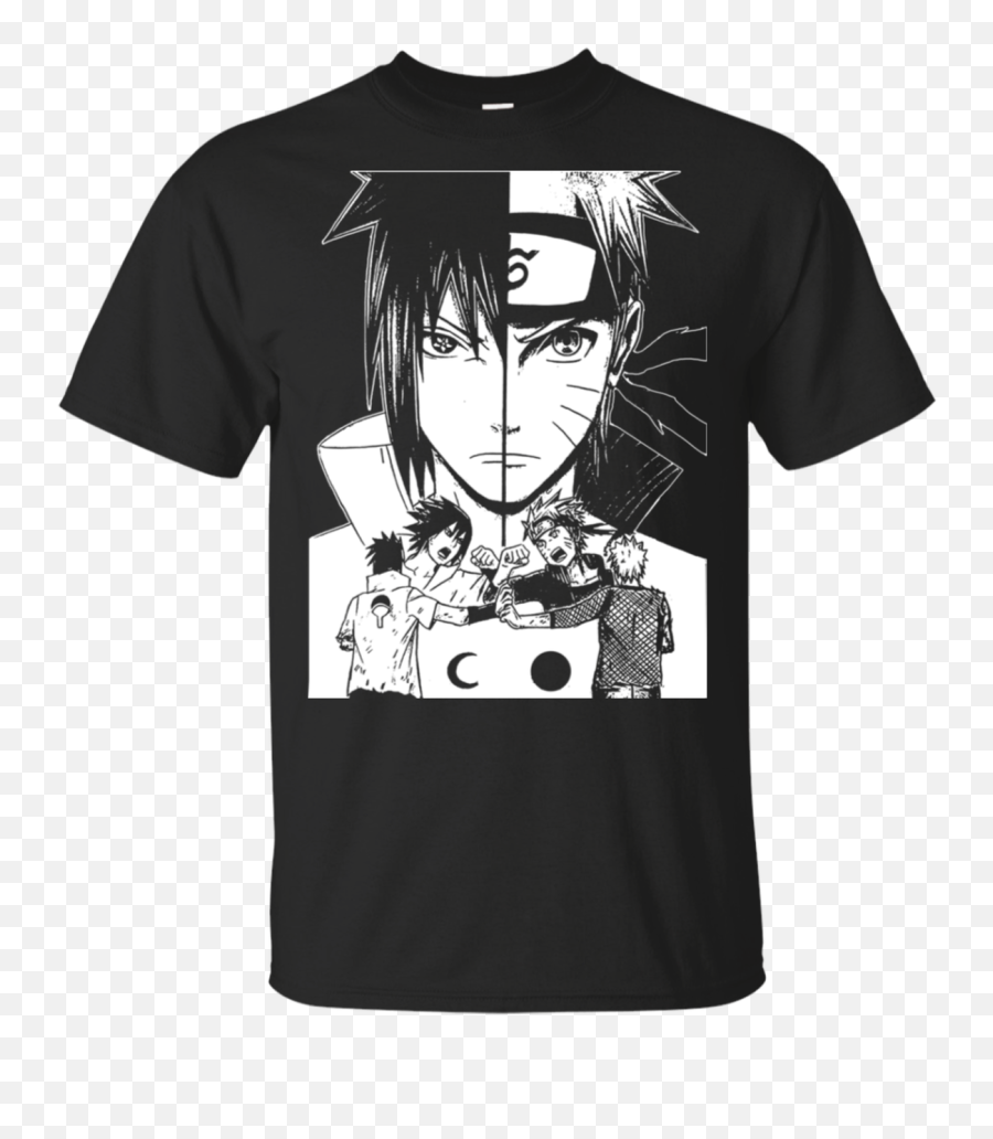 Sasuke And Naruto Half Face Each T - Shirt For Fan Lt04 Music Is Life Shirt Png,Sasuke Transparent