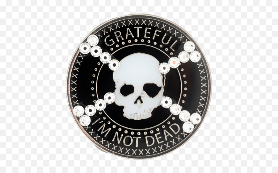 Grateful Iu0027m Not Dead Bling Medallion W Skull U0026 Cross Bone Crystals - Circle Png,Bone Transparent Background
