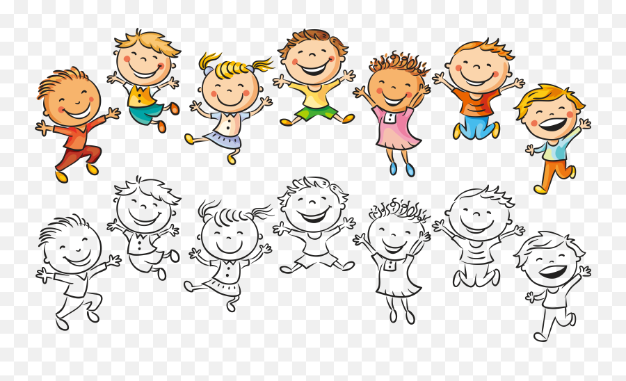 Download Vector Illustration Children Jumping Child Drawing - Children Drawing Png,Happiness Png