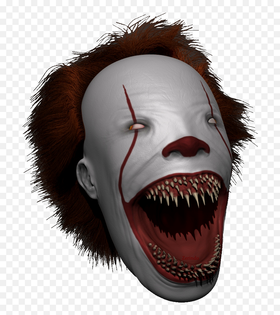 Made A Little Zbrush Model Of Pennywise When He Is Hungry - Face Mask Png,Pennywise Transparent