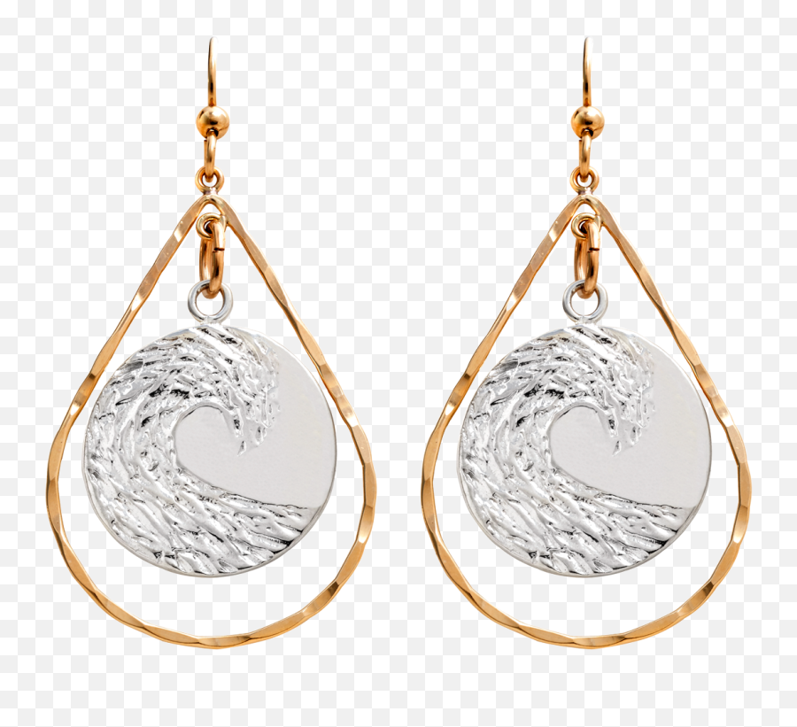 Sterling Silver Circle In 14k Gold Plated Tear Drop - Earrings Png,Silver Circle Png