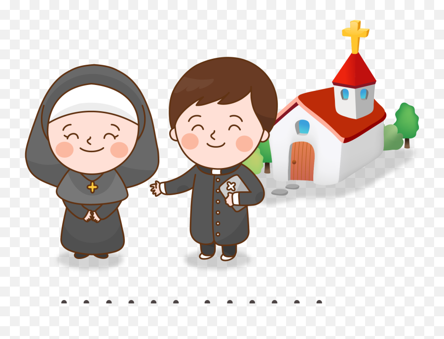 Cartoon Child Illustration - Priest And Nun Cartoon Priest And Nun Clipart Png,Priest Png