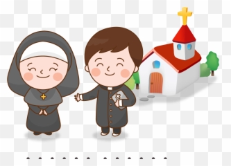 Cartoon Child Illustration - Priest And Nun Cartoon Priest And Nun Clipart Png,Priest Png