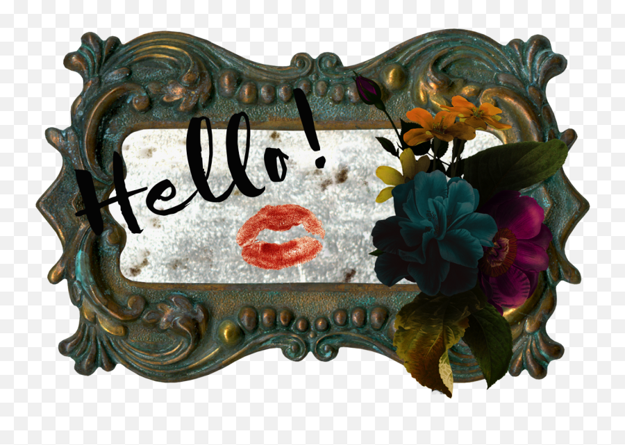 Hello Sultry Lips Dark Coral Rose Peach Gloss With Antique - Floral Design Png,Gold Flowers Png