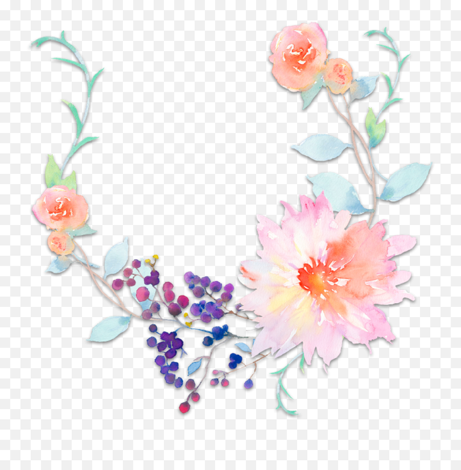 Spring - Transparent Flower Crown Design Watercolor Hd Png Transparent Water Color Flowers,Flower Crown Png Transparent