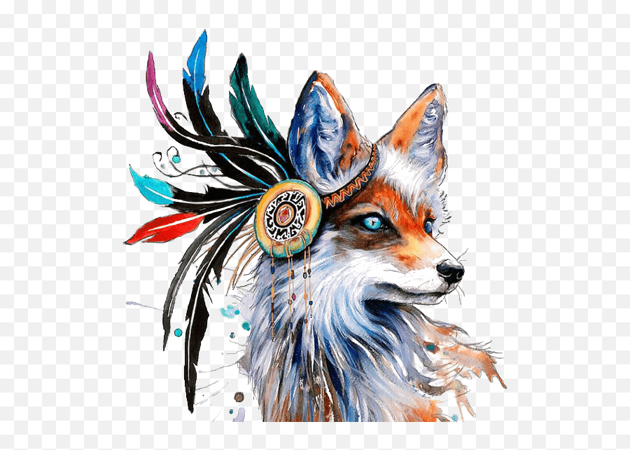 Cropped - Native American Fox Tattoo Png,Fox 2 Logo