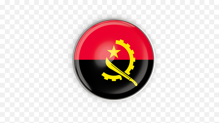 Round Button With Metal Frame Illustration Of Flag Angola - Angola Flag Png,Metal Frame Png