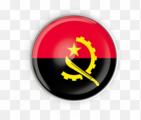 Round Button With Metal Frame Illustration Of Flag Angola - Flag Png