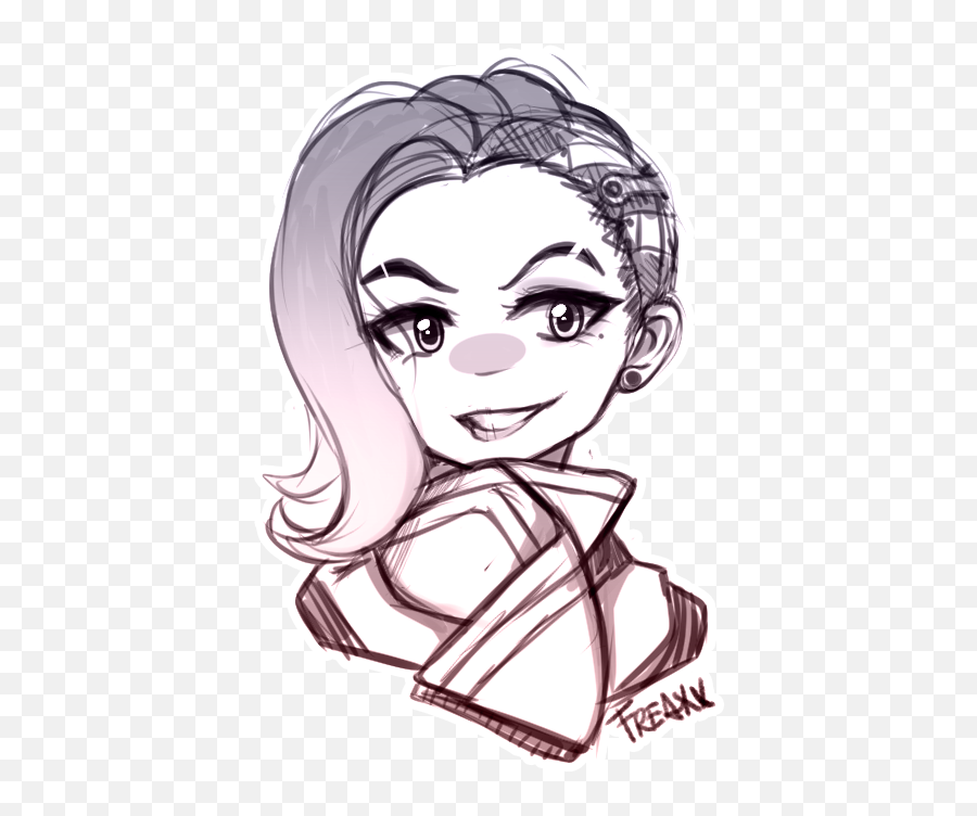 Sombra Png - Black And White Stock Quick Chibi Sombra Doodle Chibi Overwatch Fanart Cute,Sombra Overwatch Png